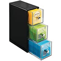 mDesign Organizador de cocina con 3 cajones de plástico – Mini cajonera para infusiones- bolsas de té- sobres de café…